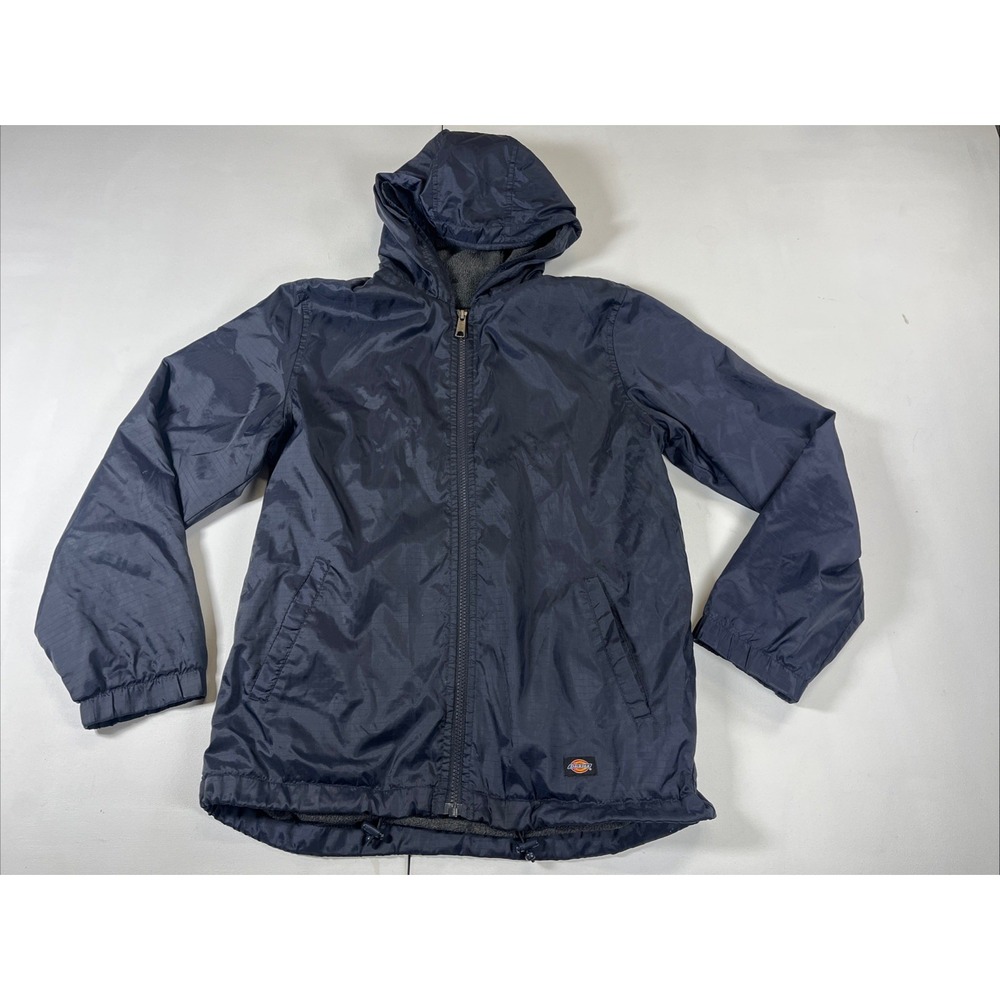 Dickies Jacket Windbreaker Fleece Lined Rip Stop Zip Up Hooded Youth L 14-16